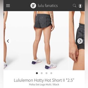 lululemon athletica Women's Black Hotty Hot Shorts polka dot logo